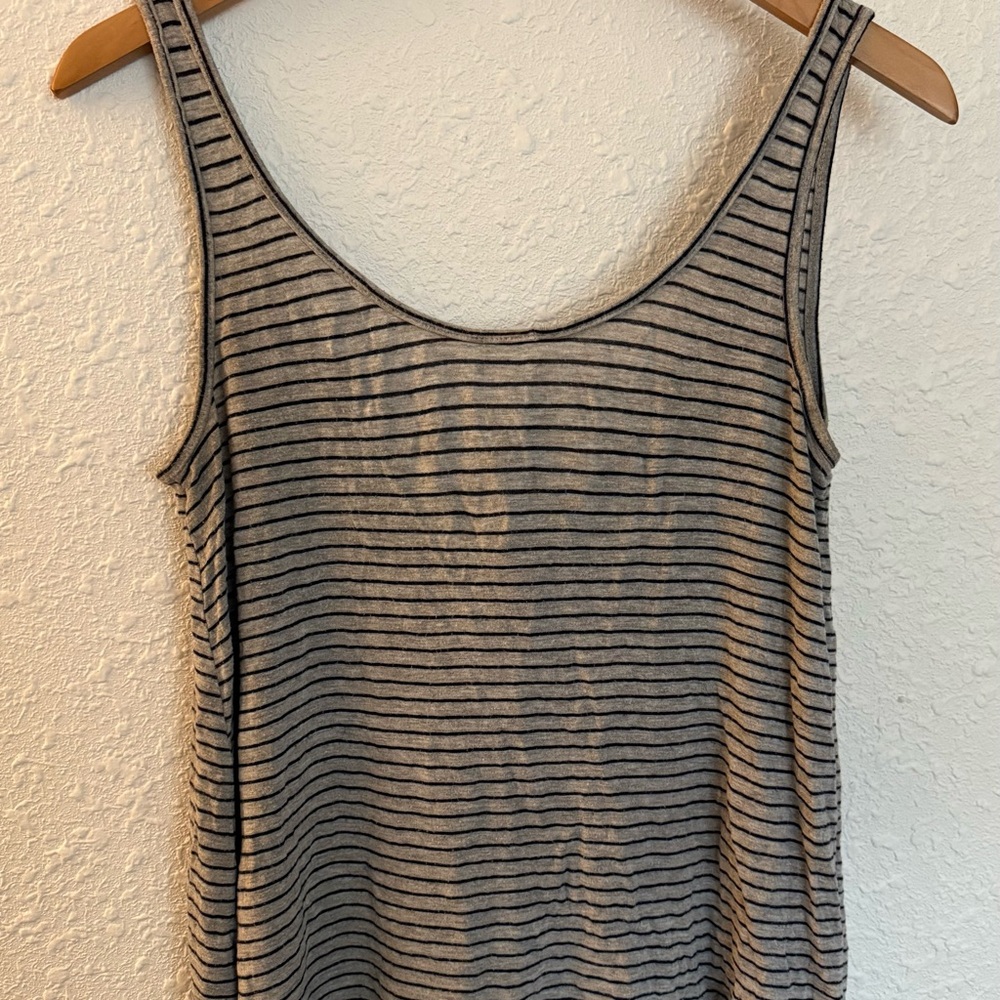 See You Monday Navy Blue and Gray Striped Tank Top